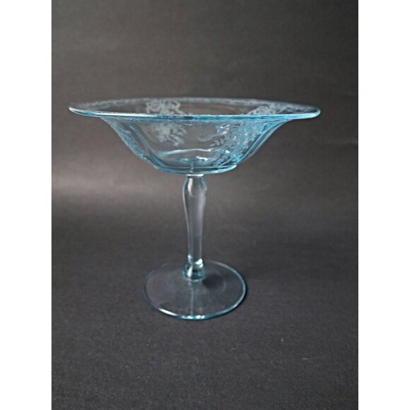 Vintage Fostoria Azure Blue Compote June Elegant Glass Candy Dish Tidbit Footed - Picture 2 of 5